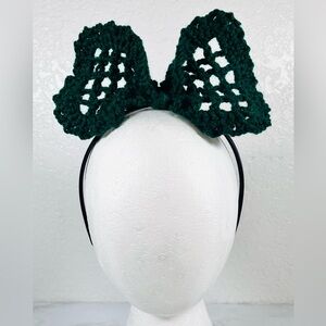 Crochet Bow Headband Forest Green